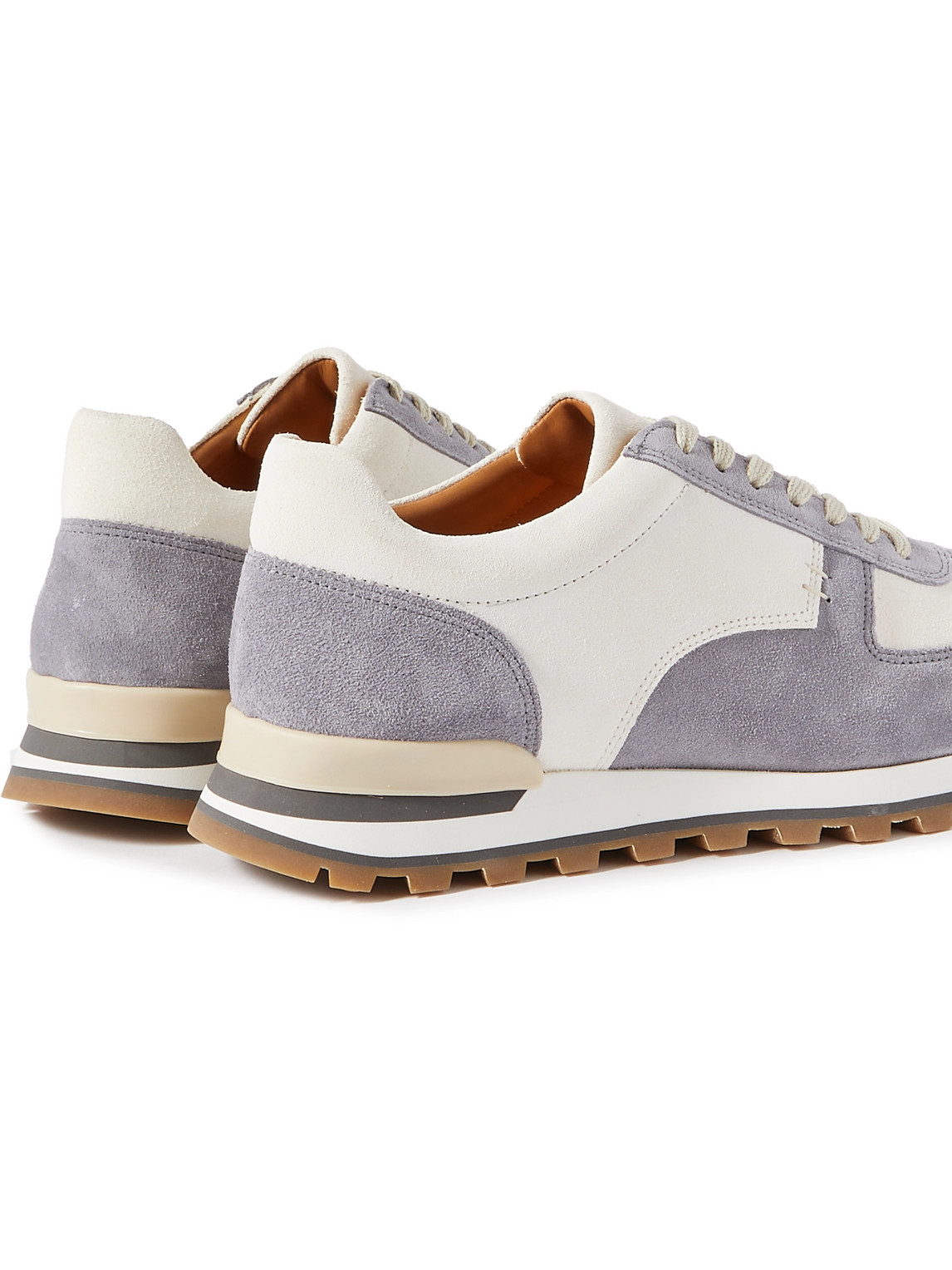 Shop Mr P 1979 Runner Panelled Suede Sneakers In Blue