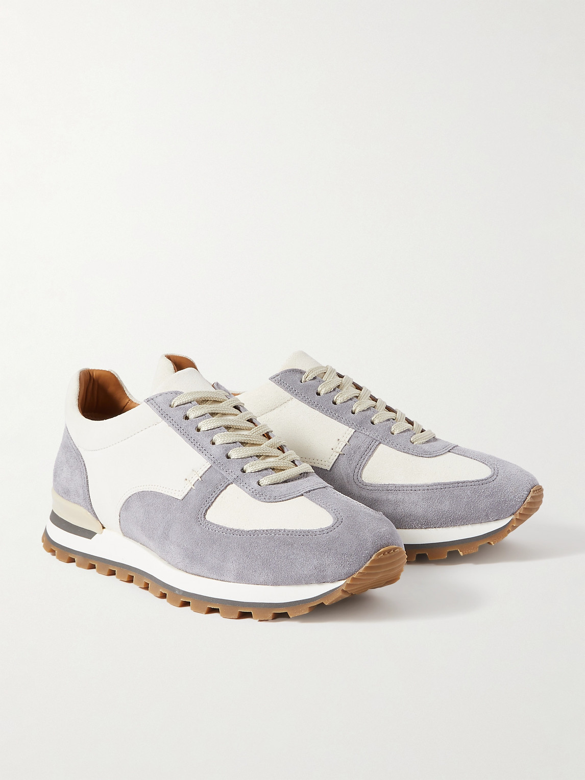 Shop Mr P 1979 Runner Panelled Suede Sneakers In Blue