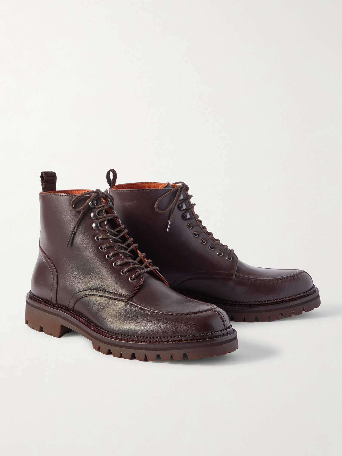 Shop Mr P Jacques Leather Lace-up Boots In Brown