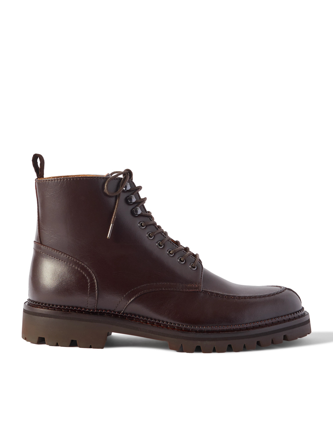 Mr P Jacques Leather Lace-up Boots In Brown