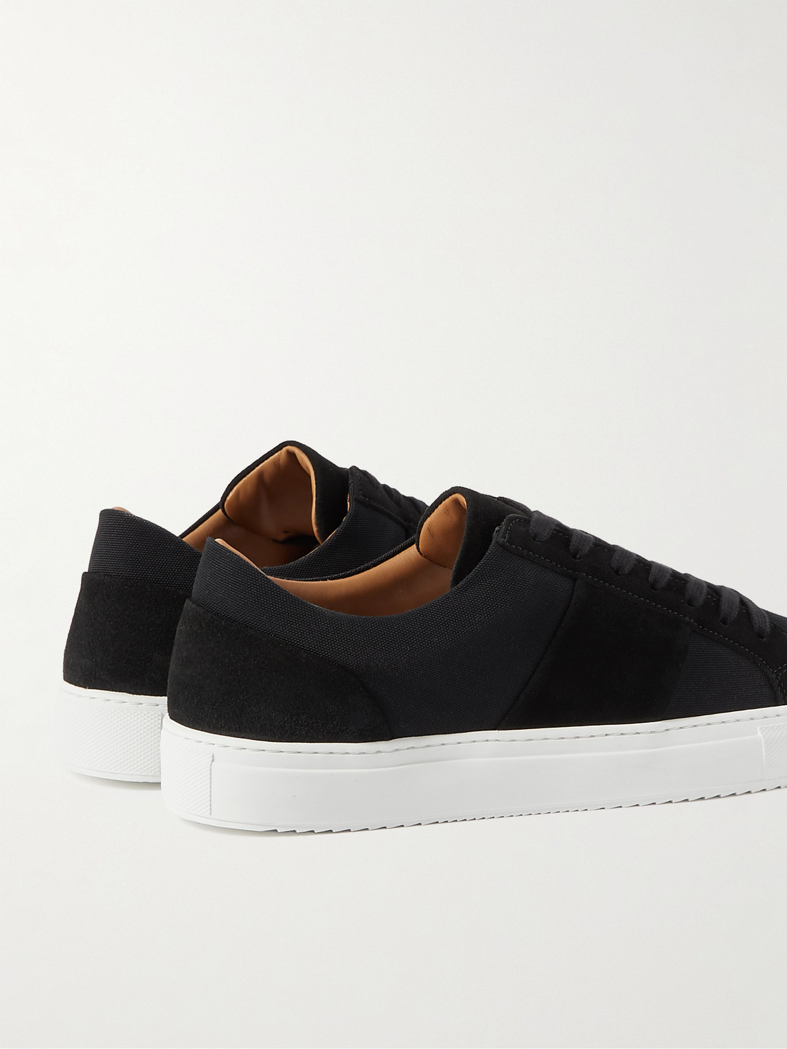 Shop Mr P Alec Suede-trimmed Canvas Sneakers In Black