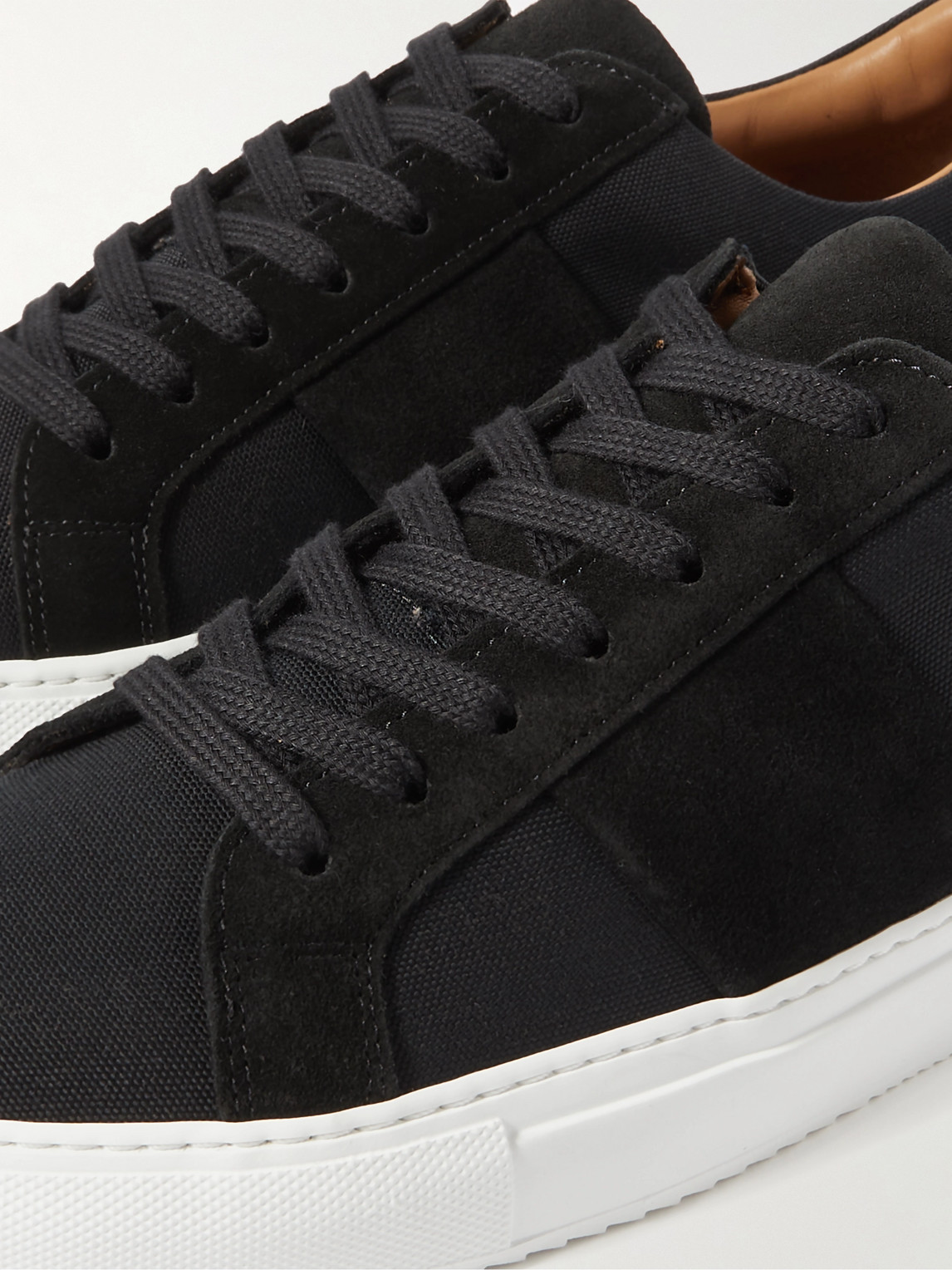 Shop Mr P Alec Suede-trimmed Canvas Sneakers In Black