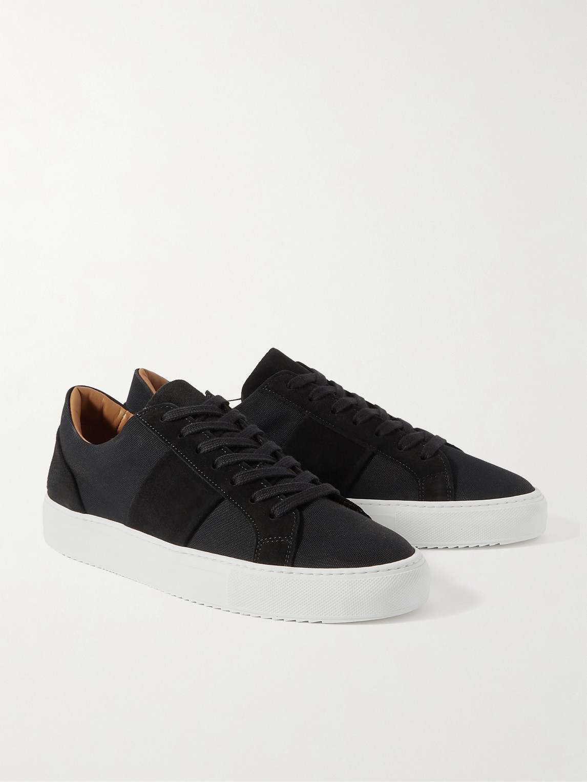 Shop Mr P Alec Suede-trimmed Canvas Sneakers In Black