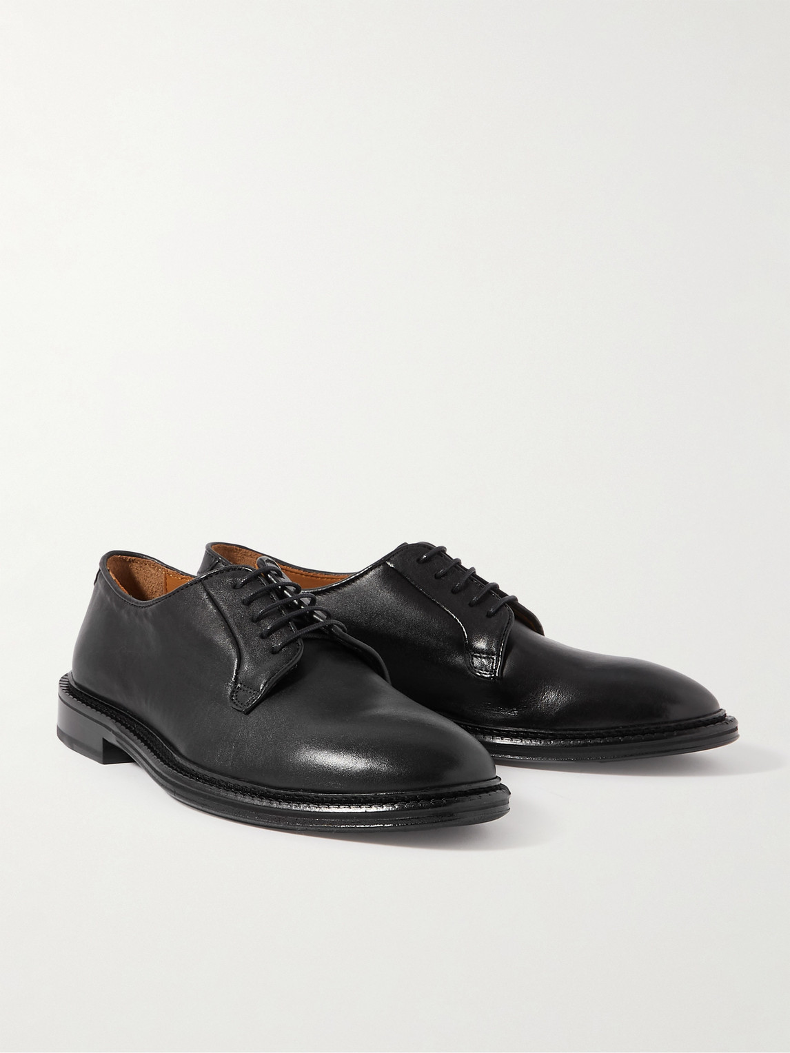 Shop Mr P Lucien Leather Derby Shoes In Black