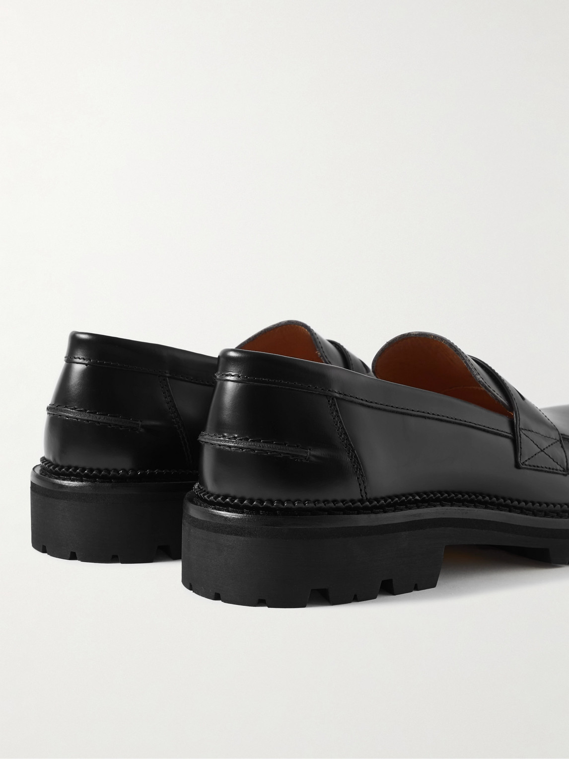 Shop Mr P Jacques Leather Penny Loafers In Black