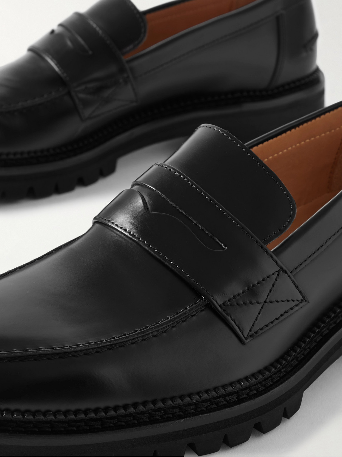 Shop Mr P Jacques Leather Penny Loafers In Black