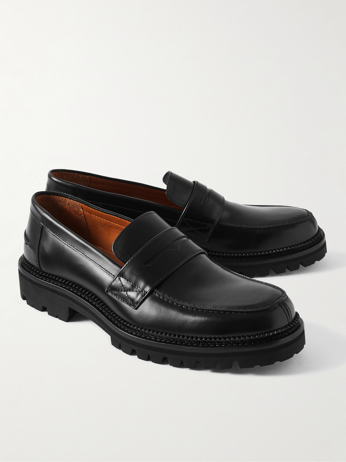 Shop Mr P Jacques Leather Penny Loafers In Black