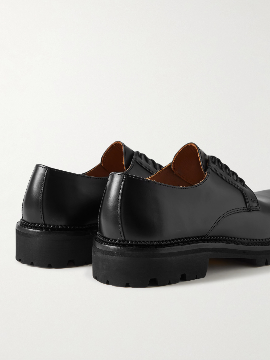 Shop Mr P Jacques Leather Derby Shoes In Black