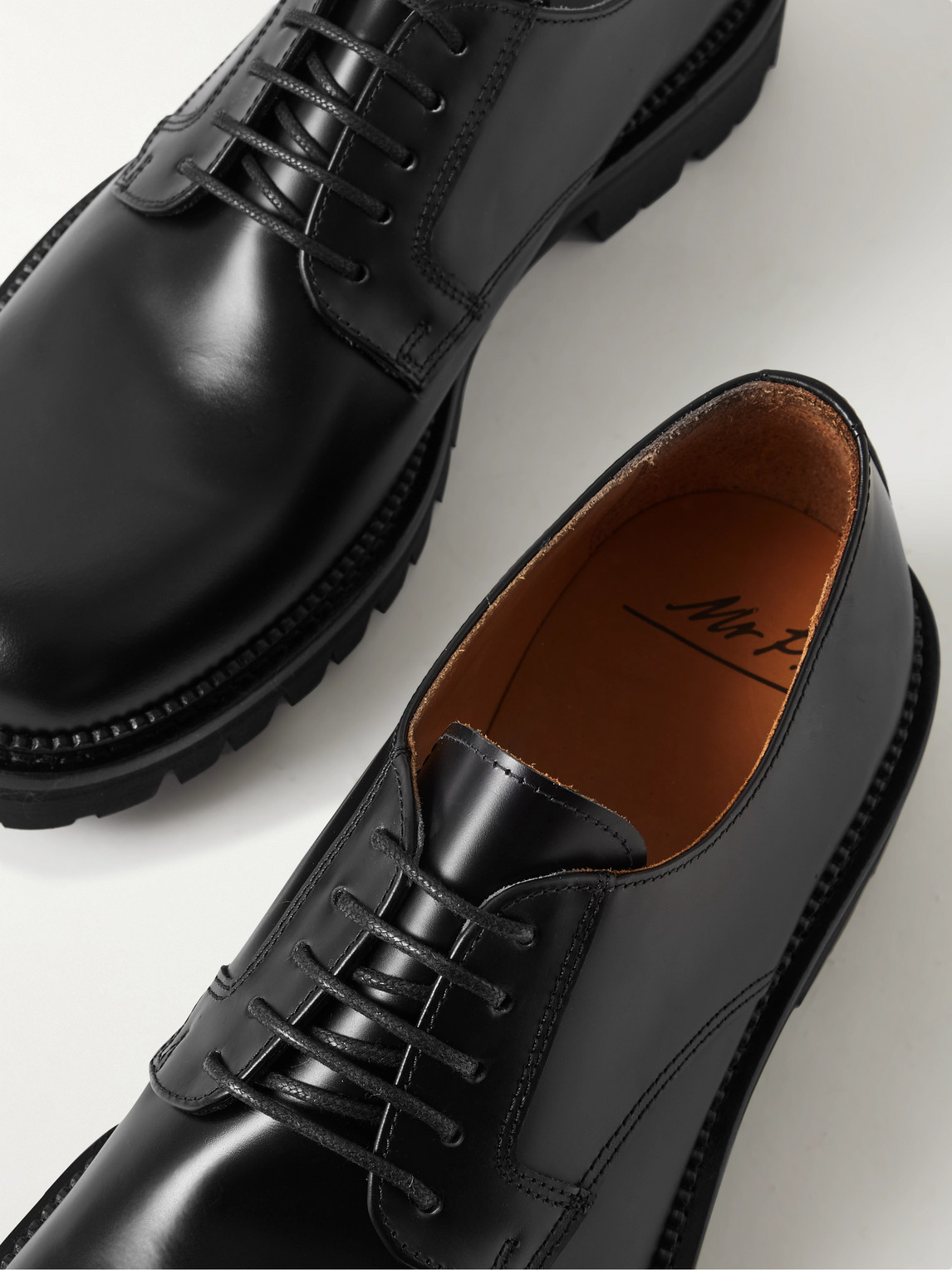 Shop Mr P Jacques Leather Derby Shoes In Black