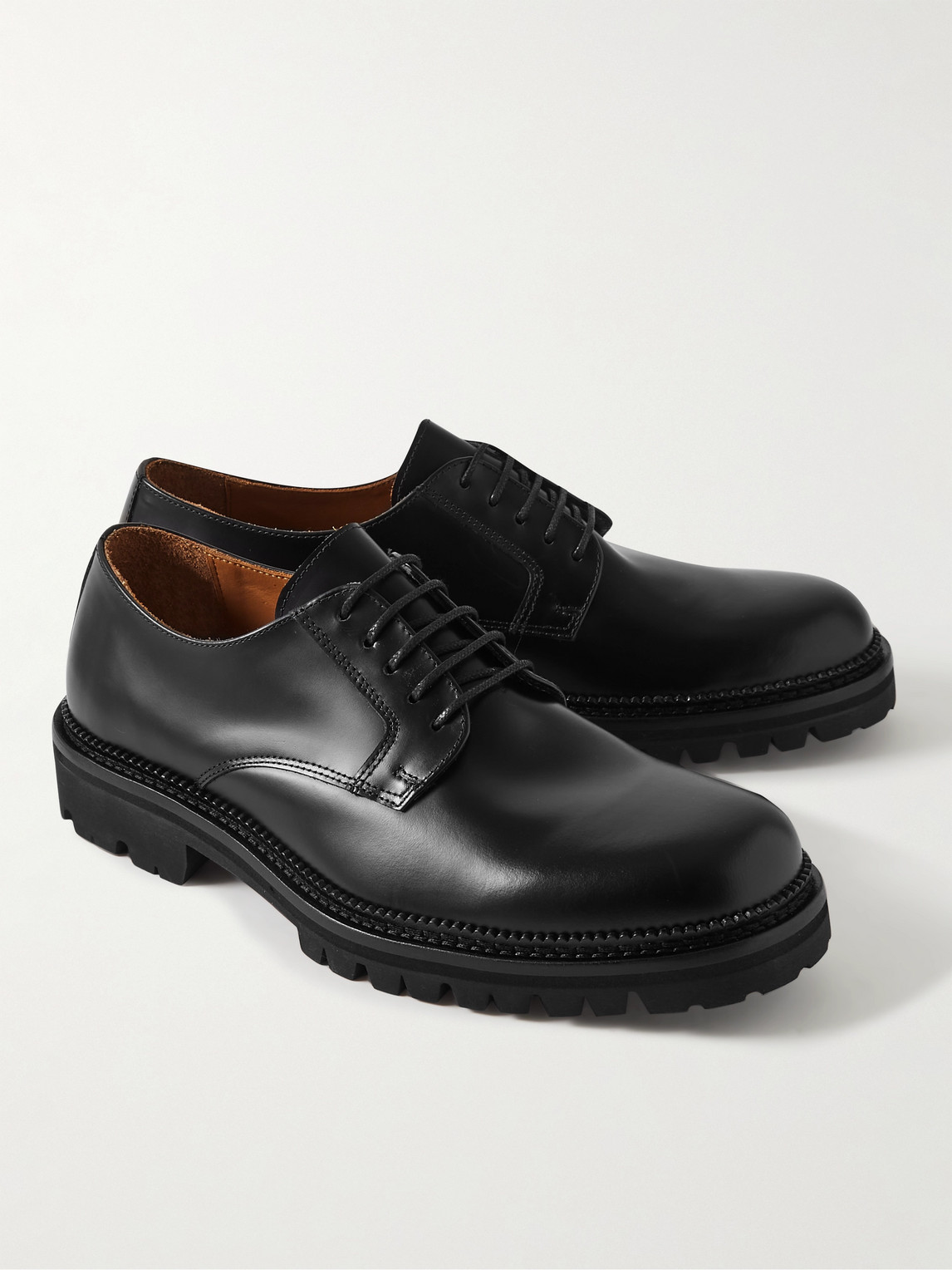 Shop Mr P Jacques Leather Derby Shoes In Black