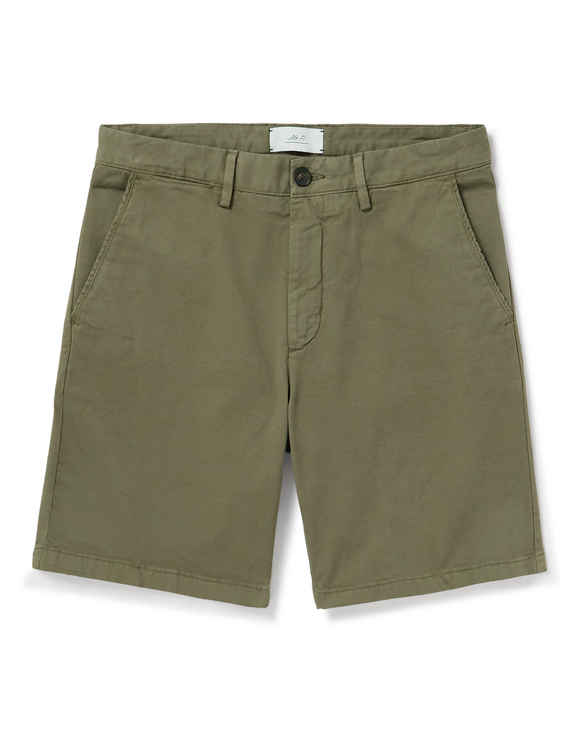Straight-Leg Garment-Dyed Cotton-Blend Twill Bermuda Shorts
