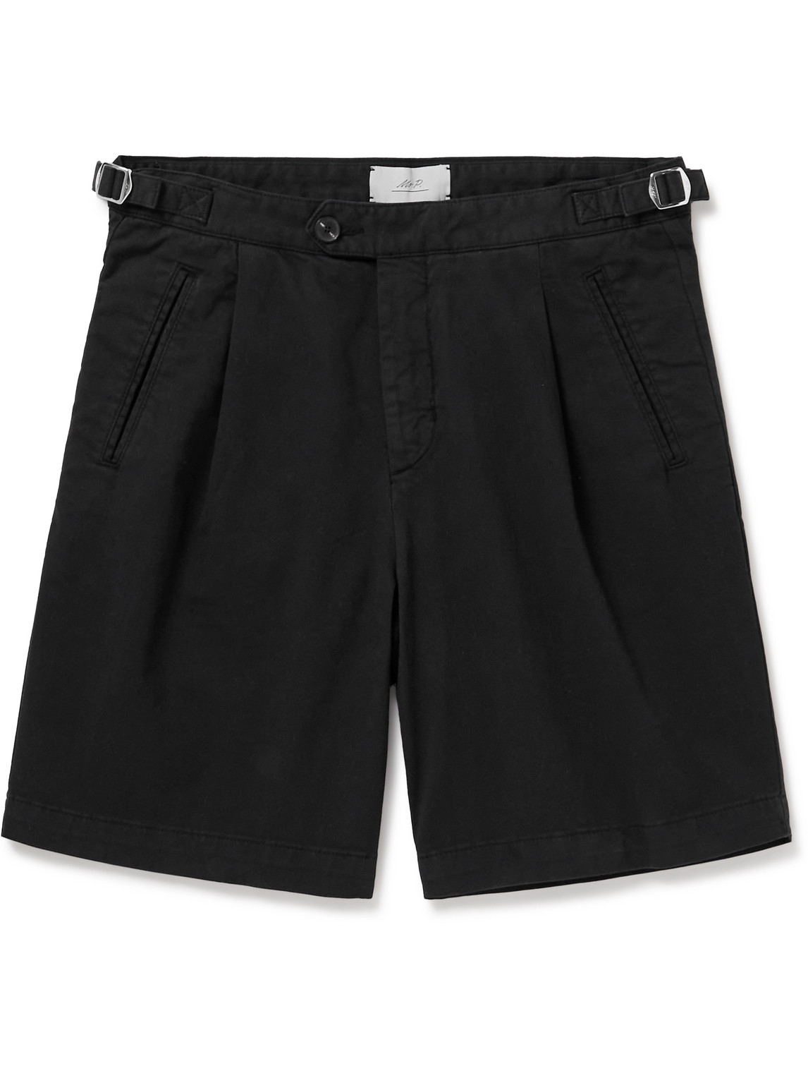 Wide-Leg Pleated Organic Cotton-Blend Twill Shorts