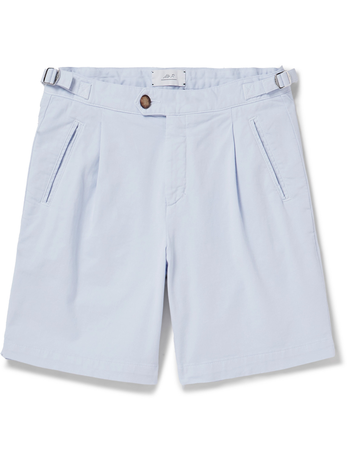 Wide-Leg Pleated Organic Cotton-Blend Twill Shorts