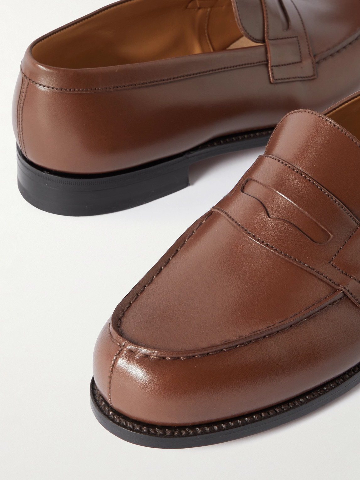 Shop Jm Weston Leather Loafers In Brown