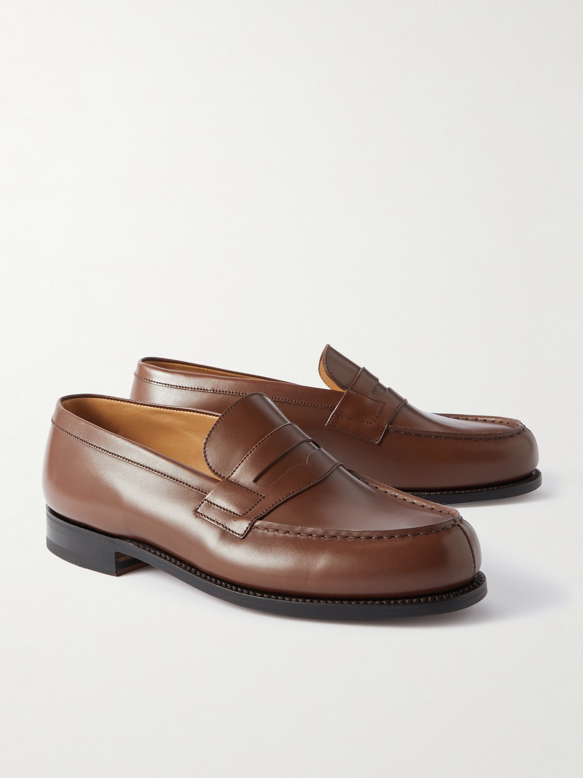 Shop Jm Weston Leather Loafers In Brown