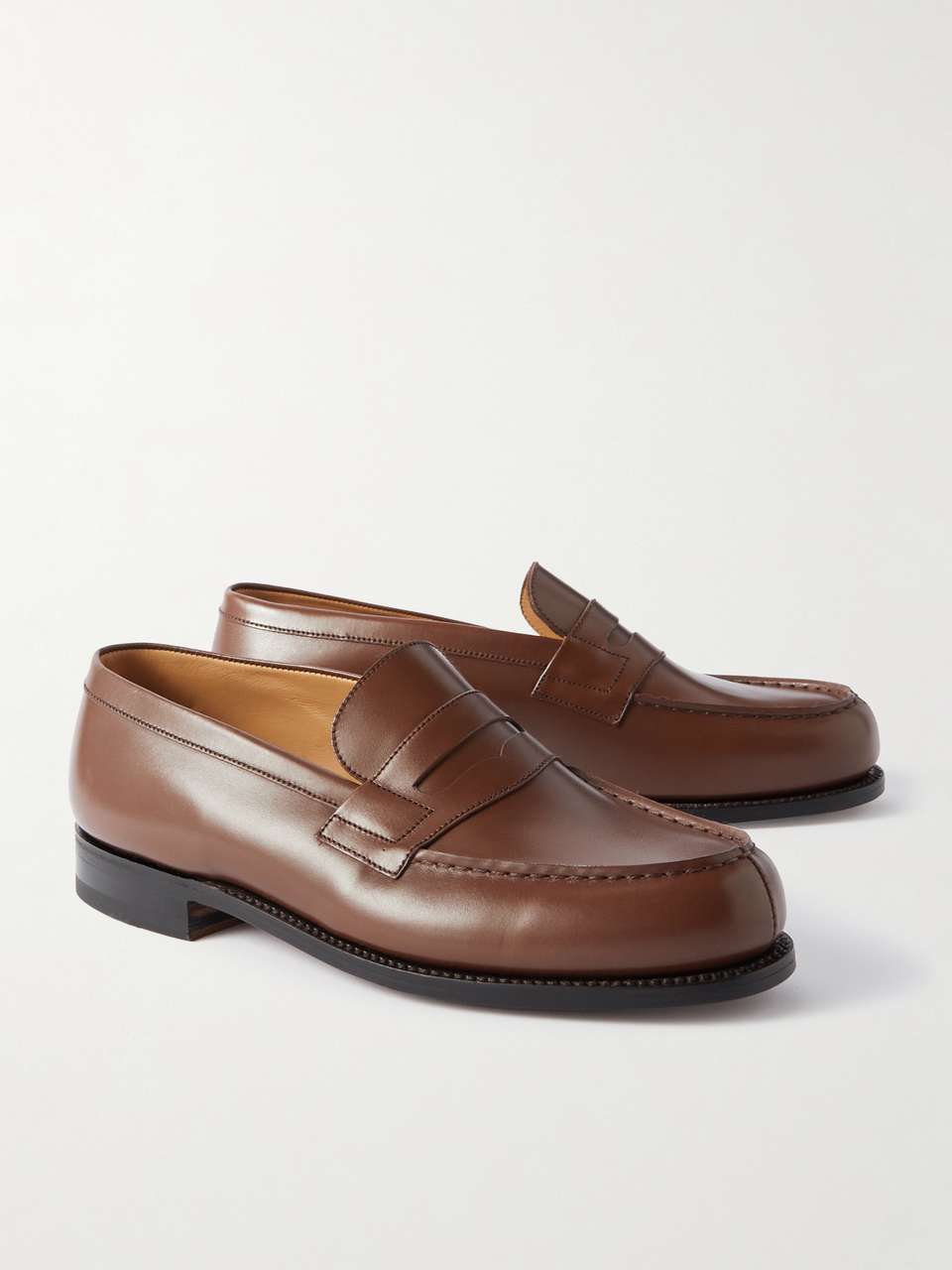 J.M. Weston leather 180 Signature Coins loafers Tan brown 6