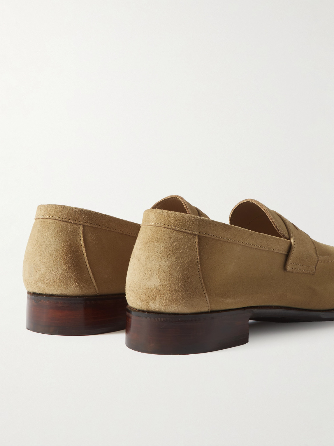 Shop George Cleverley Cannes Suede Penny Loafers In Neutrals