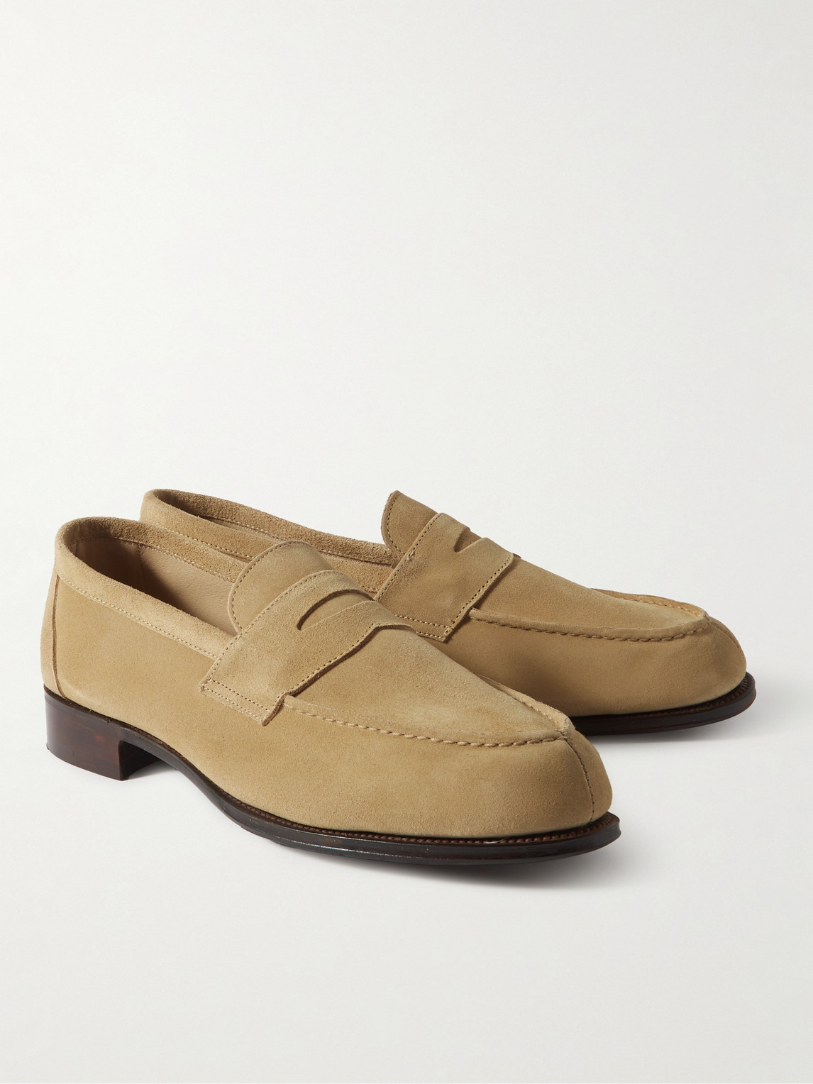 Shop George Cleverley Cannes Suede Penny Loafers In Neutrals