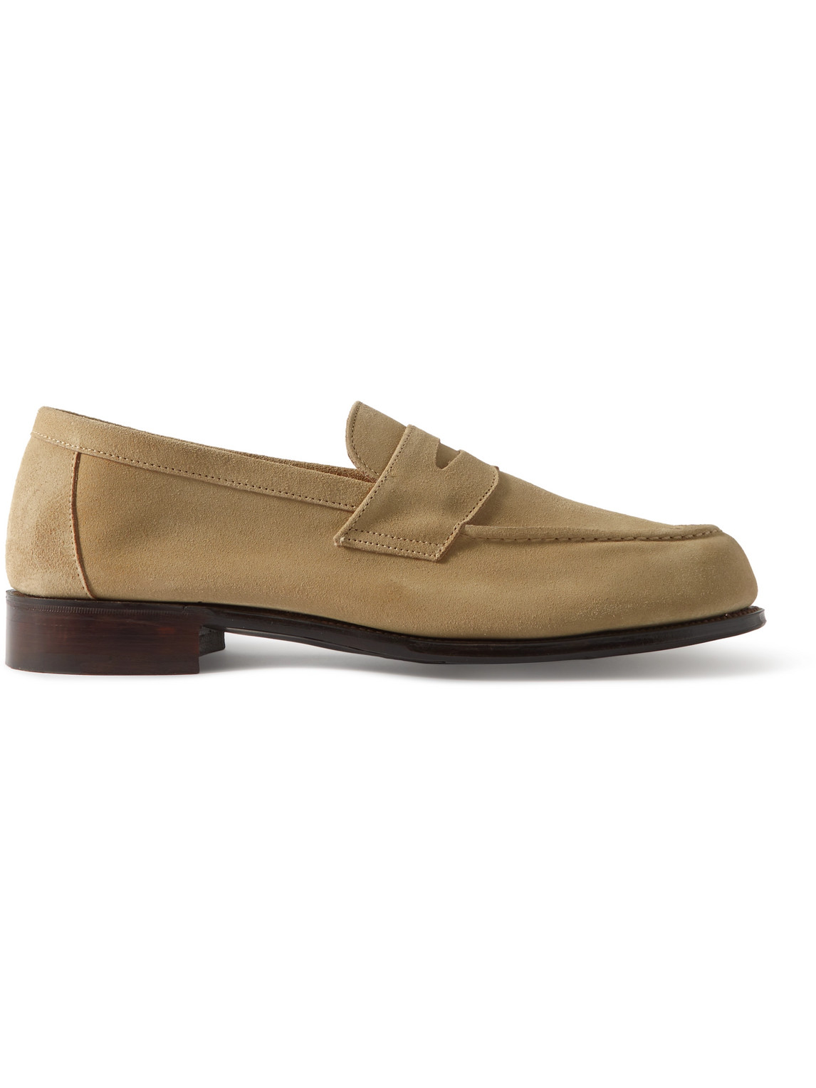 George Cleverley Cannes Suede Penny Loafers In Neutrals