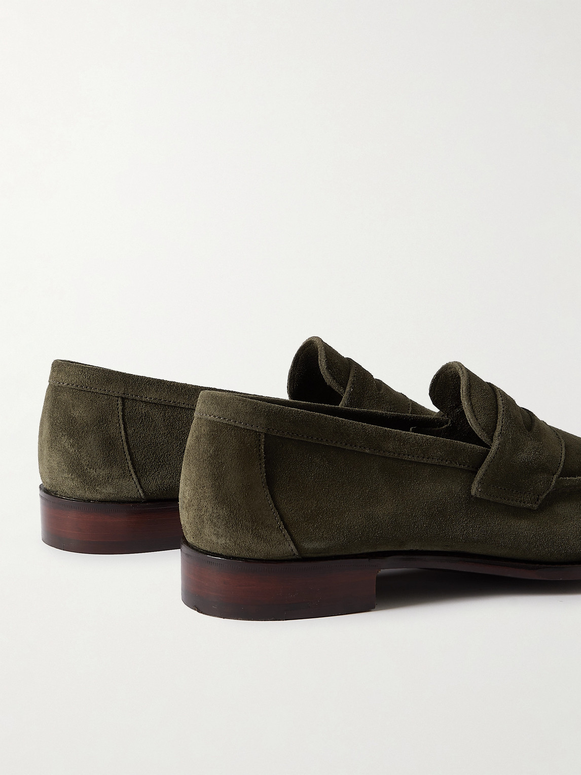 Shop George Cleverley Cannes Suede Penny Loafers In Green