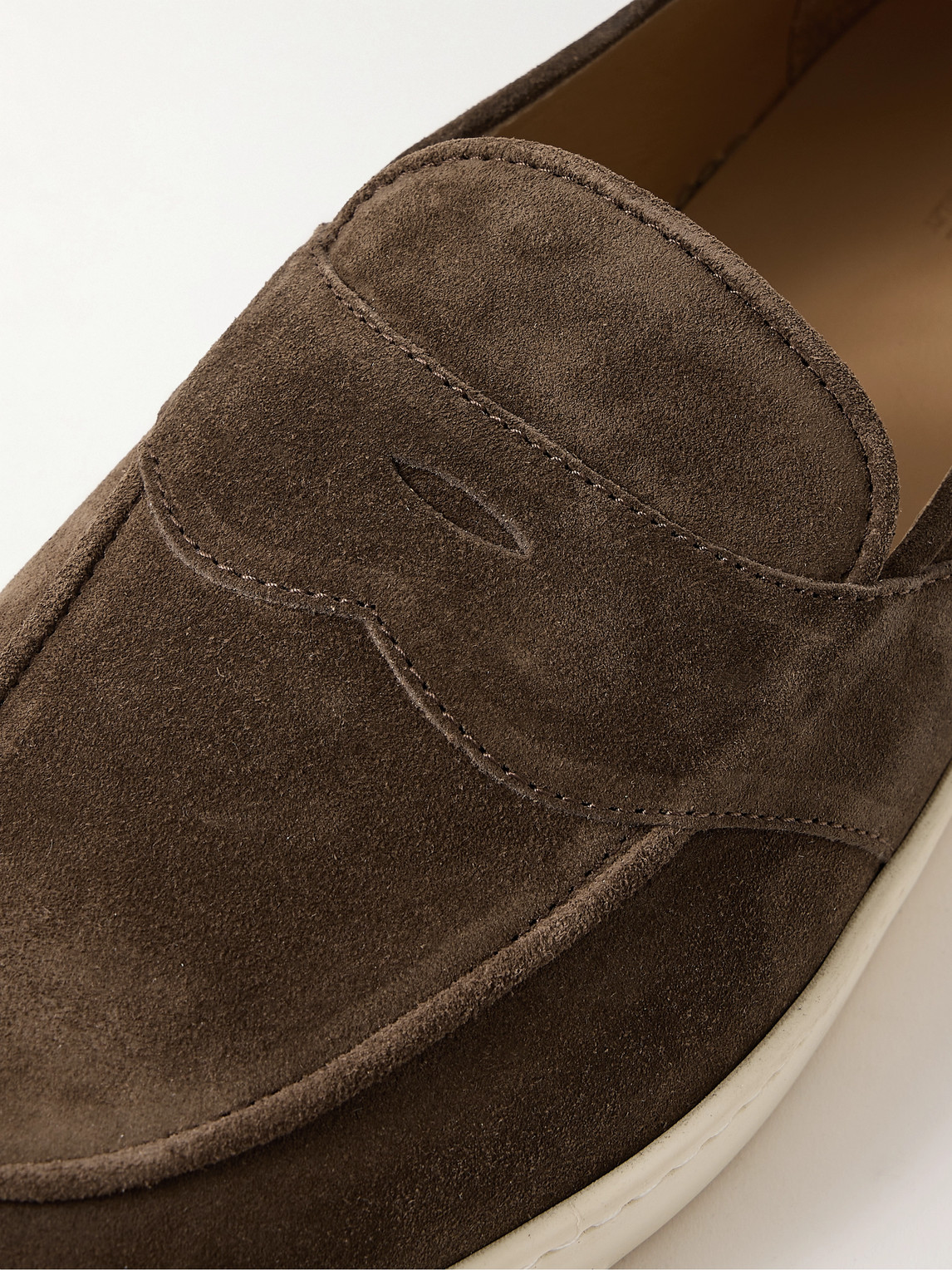 Shop George Cleverley Joey Suede Penny Loafers In Brown