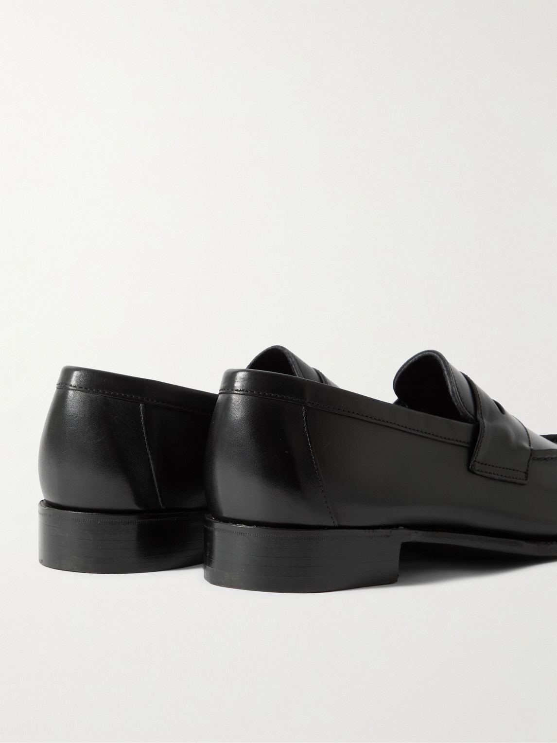 Shop George Cleverley Cannes Leather Penny Loafers In Black