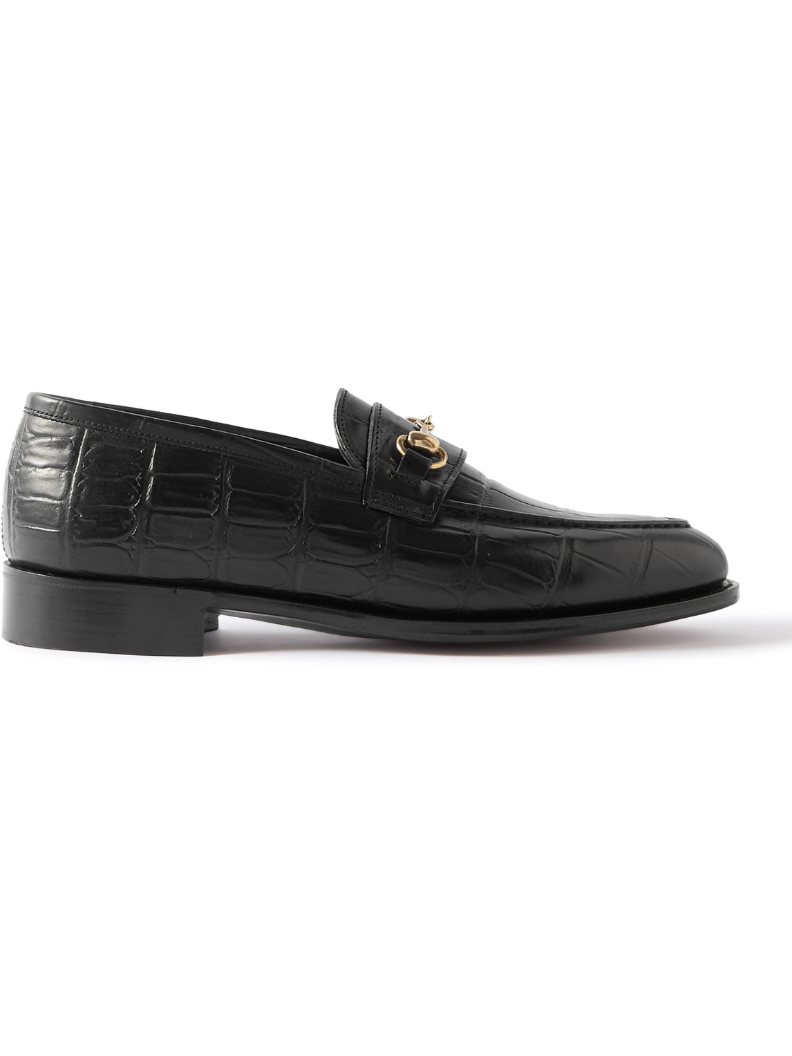 George Cleverley - Colony Horsebit Croc-Effect Leather Loafers - Men - Black - UK 12