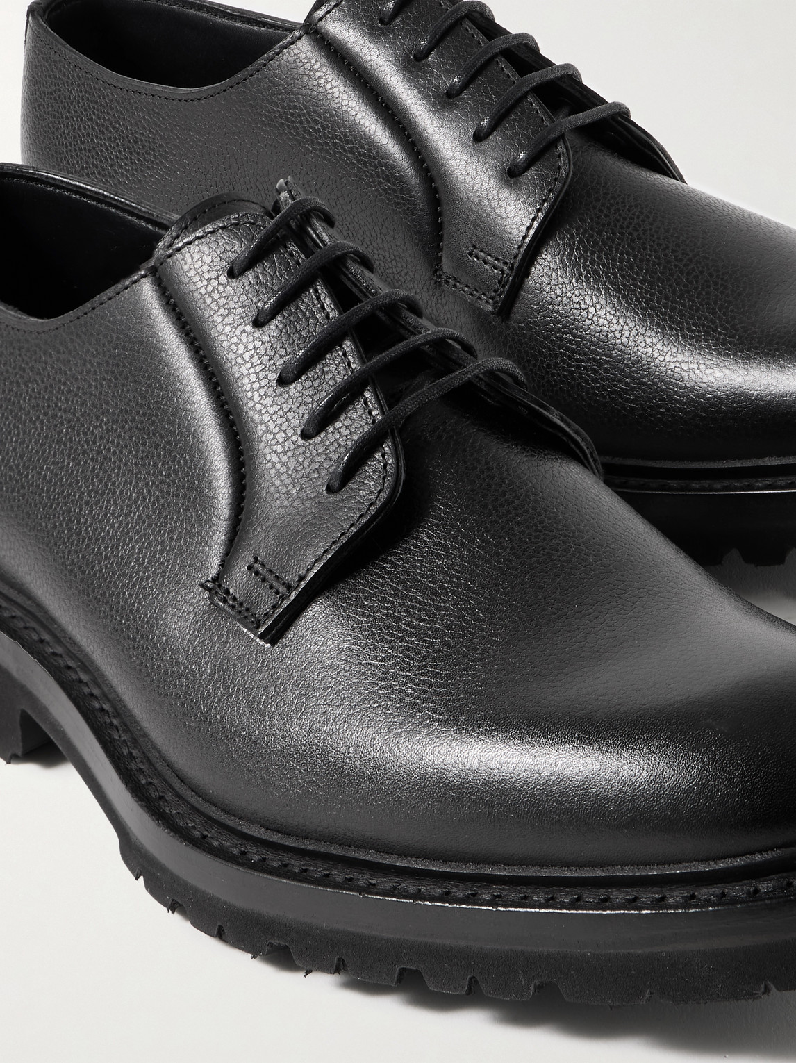 Shop George Cleverley Archie Full-grain Leather Derby Shoes In Black