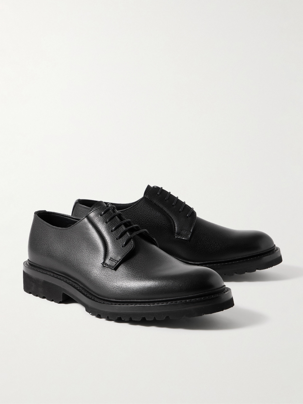 Shop George Cleverley Archie Full-grain Leather Derby Shoes In Black