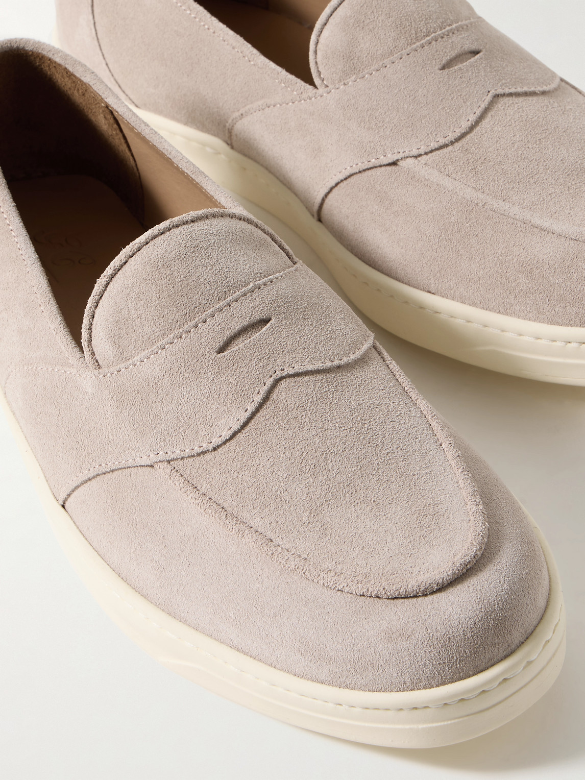 Shop George Cleverley Joey Suede Penny Loafers In Neutrals