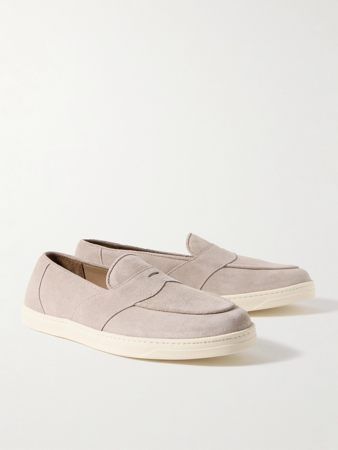 Shop George Cleverley Joey Suede Penny Loafers In Neutrals