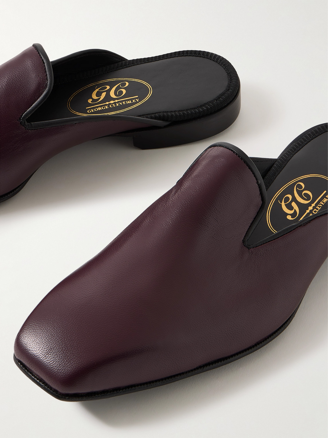Shop George Cleverley Leather Backless Loafers In Purple