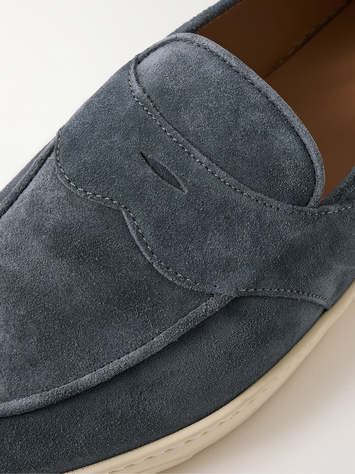 Shop George Cleverley Joey Suede Penny Loafers In Blue