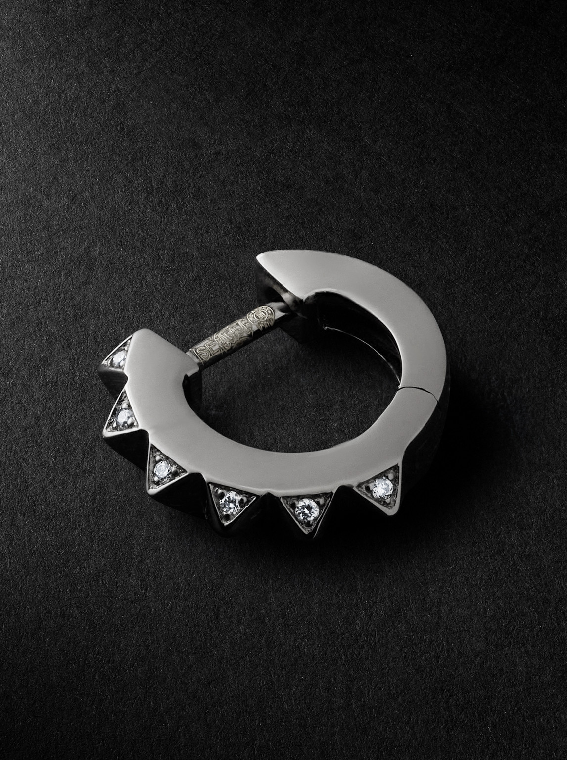 Sydney Evan Pyramid Blackened Gold Diamond Single Hoop Earring - Men