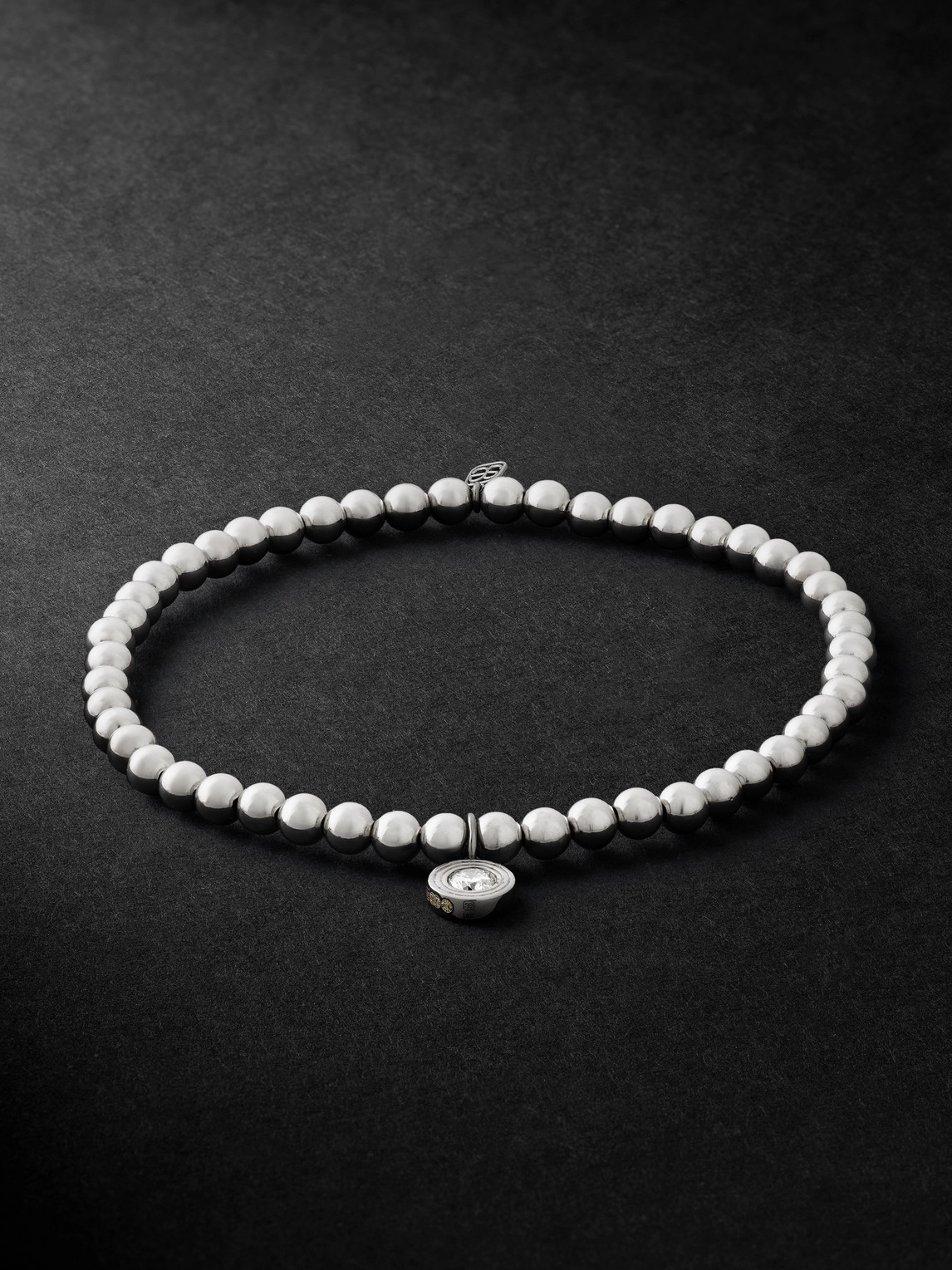 Sydney Evan Rhodium-Plated Diamond Beaded Bracelet - Men