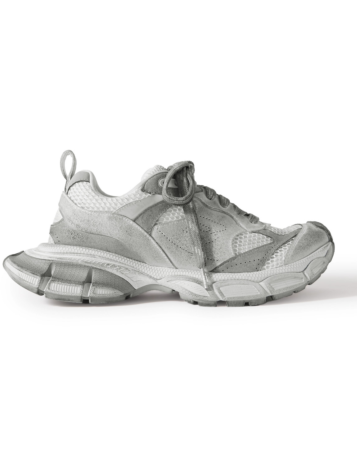 Balenciaga 3xl Distressed Faux Suede And Mesh Sneakers In