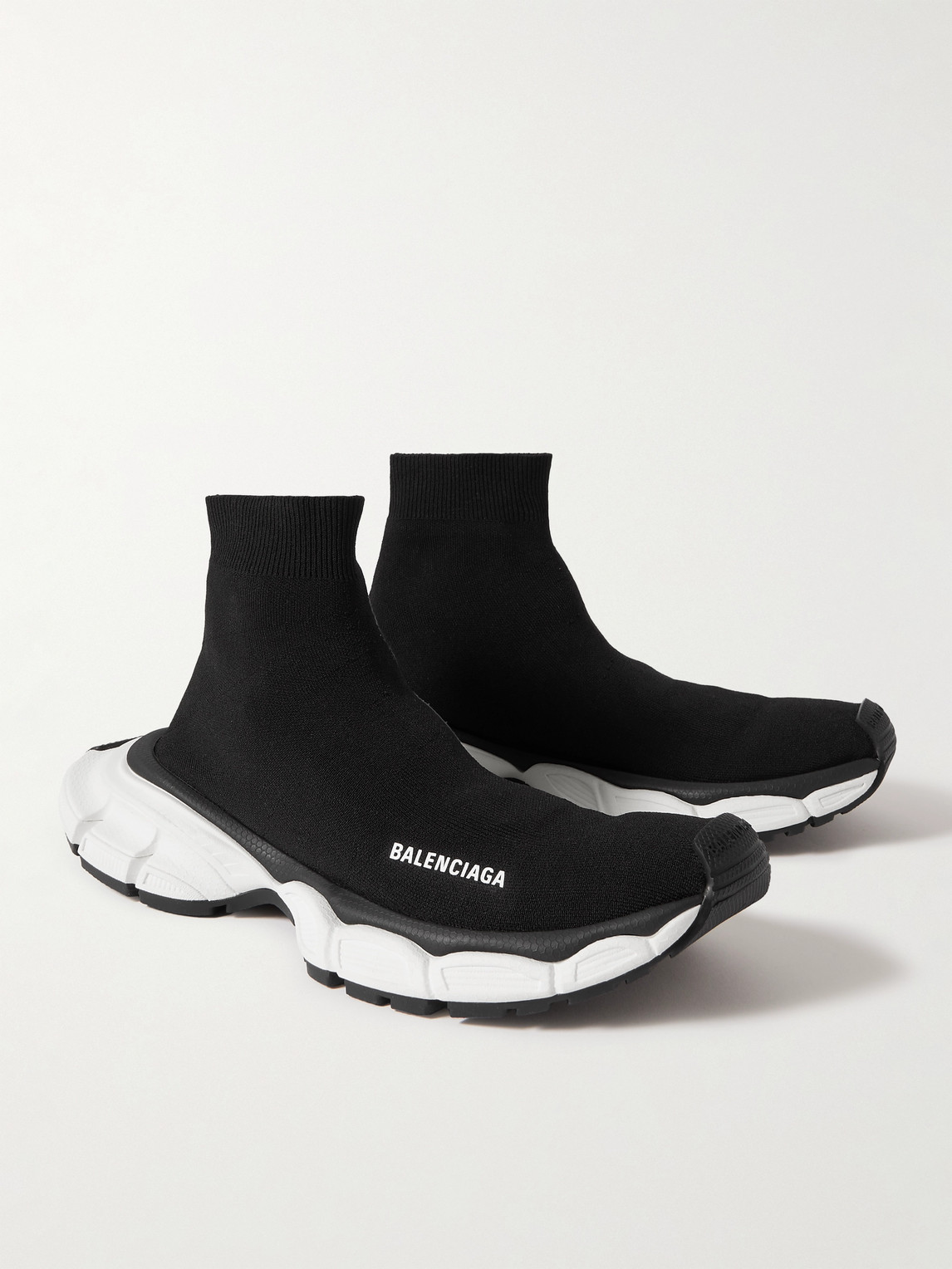 Shop Balenciaga 3xl Sock Logo-print Stretch-knit Slip-on Sneakers In Black