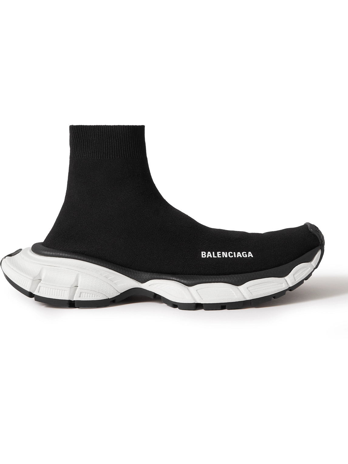 Shop Balenciaga 3xl Sock Logo-print Stretch-knit Slip-on Sneakers In Black