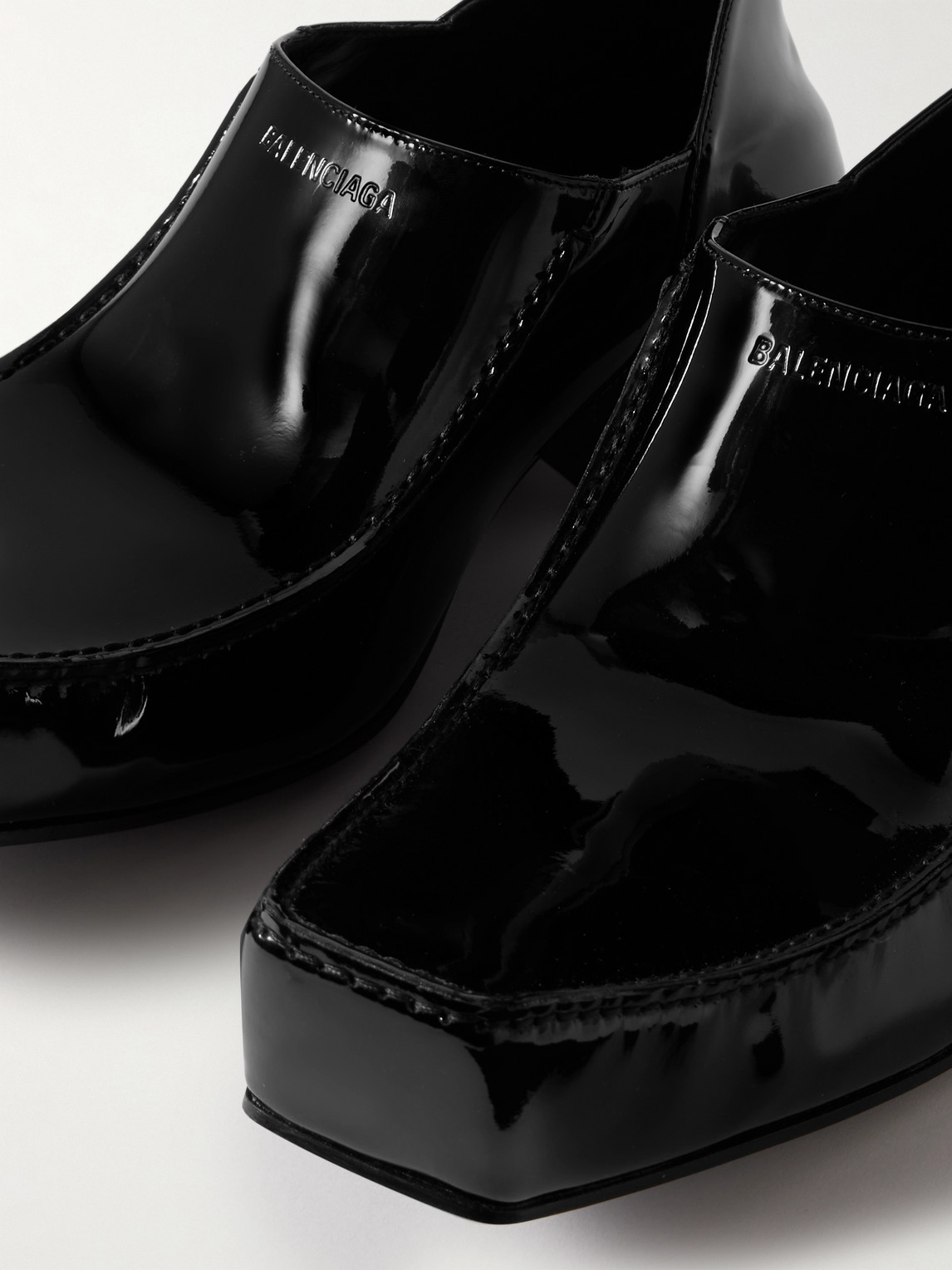 BALENCIAGA ROMEO COLLAPSIBLE-HEEL PATENT-LEATHER LOAFERS