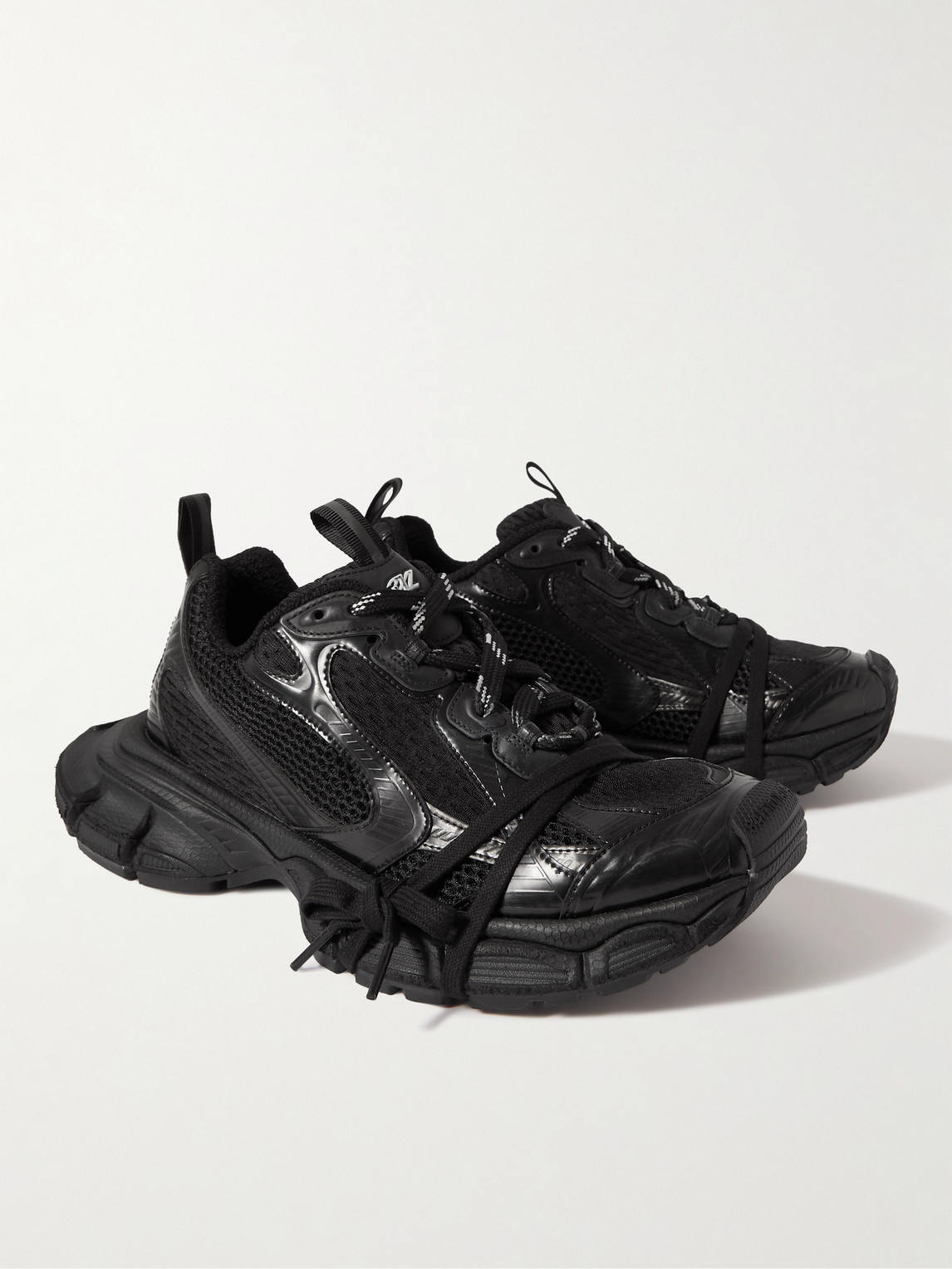 Shop Balenciaga 3xl Distressed Mesh And Rubber Sneakers In Black