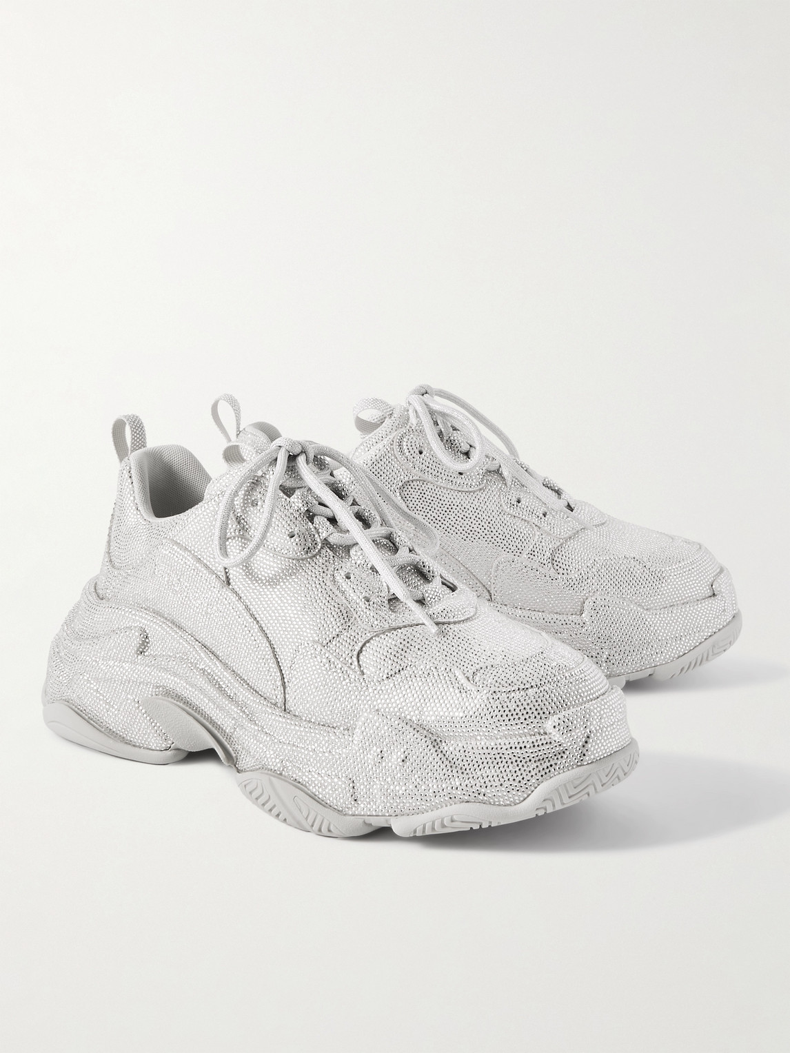 BALENCIAGA TRIPLE S RHINESTONE-EMBELLISHED MICROFIBRE SNEAKERS
