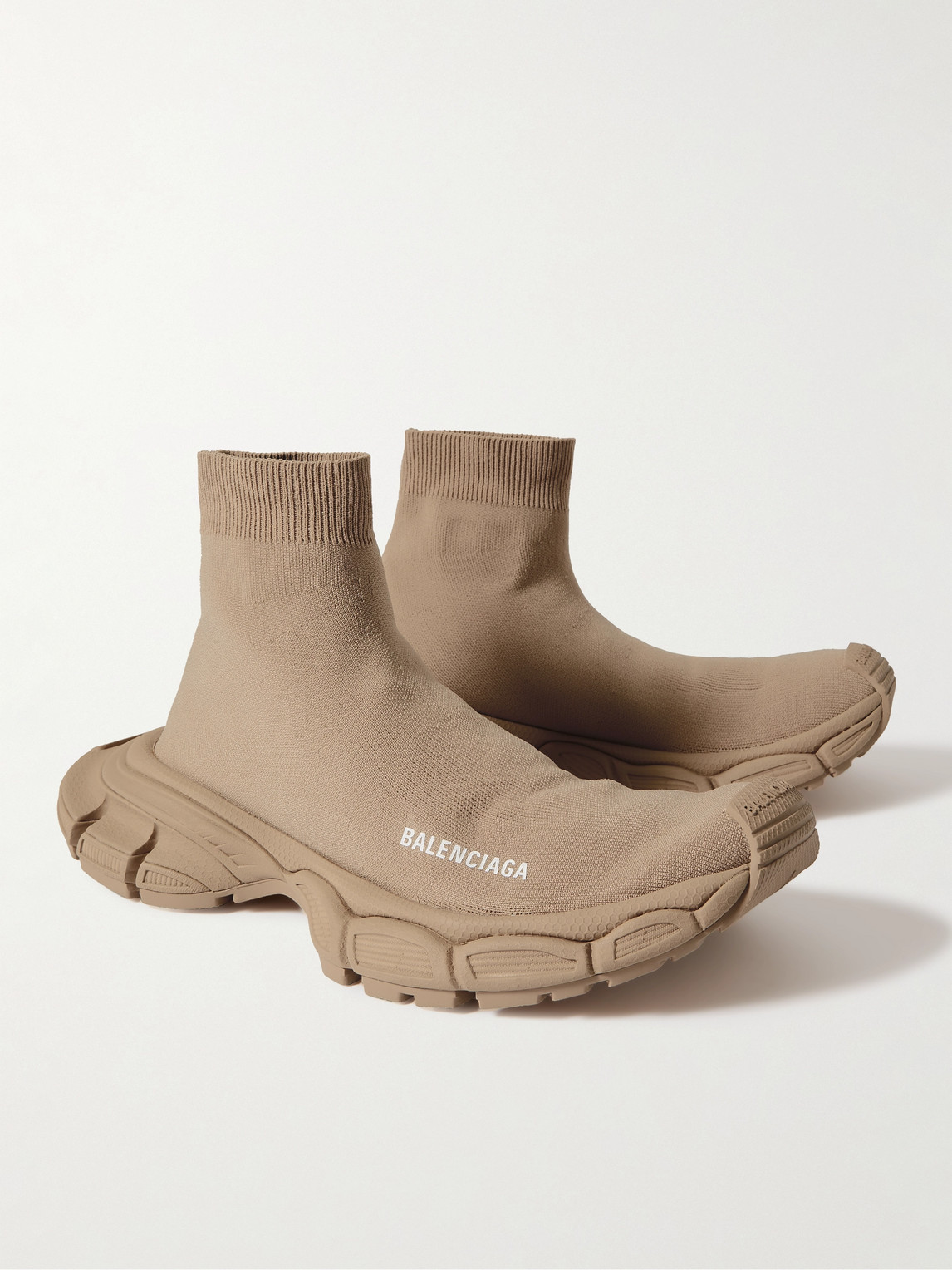 Shop Balenciaga 3xl Sock Logo-print Stretch-knit Slip-on Sneakers In Neutrals