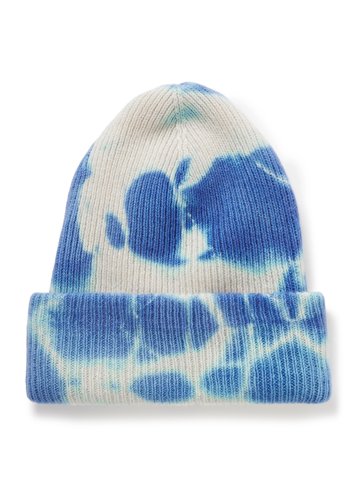 The Elder Statesman Hot Parker Tie-dyed Ribbed Cashmere Beanie In Blue