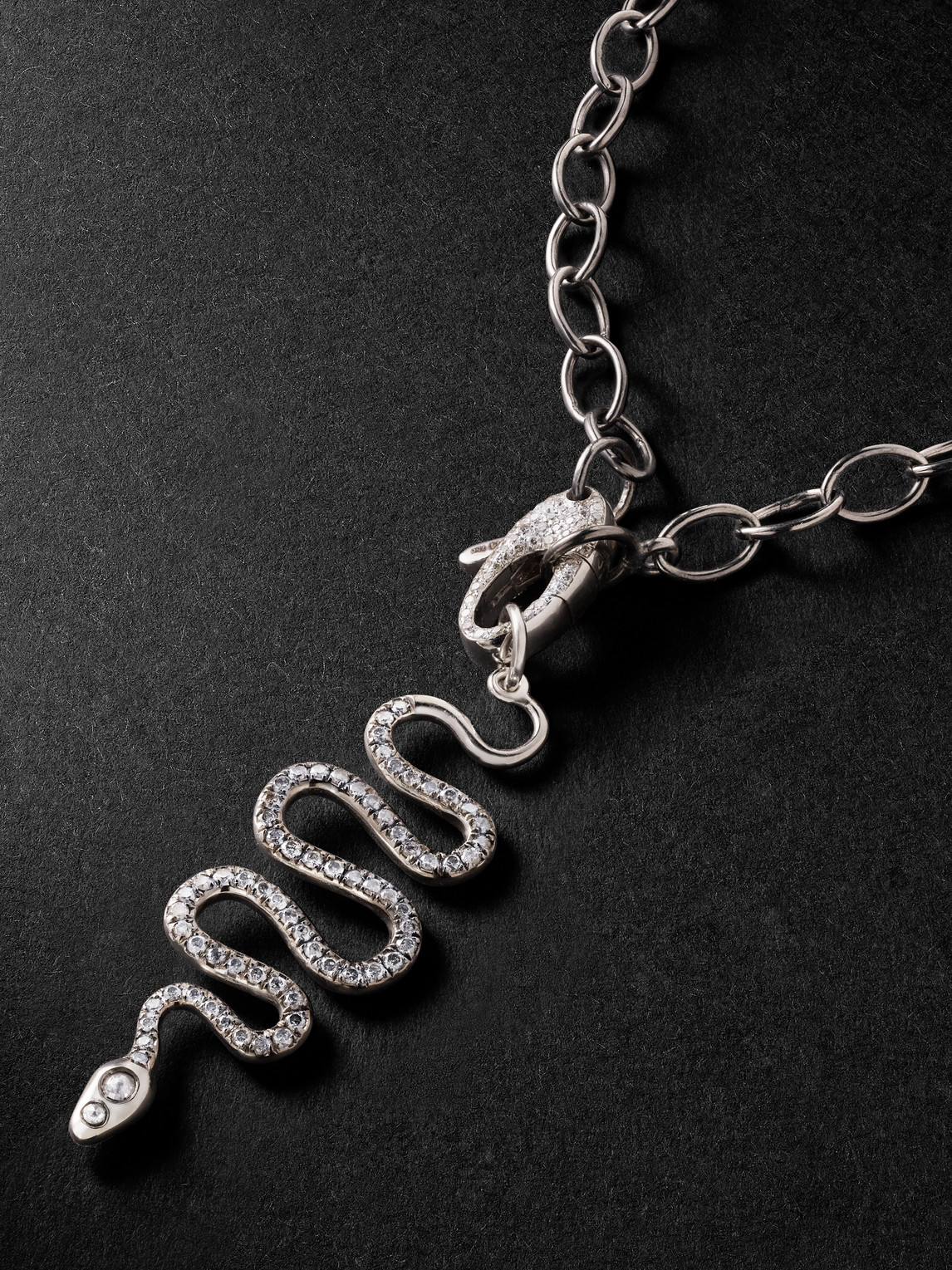 Shop Ileana Makri White Gold Diamond Necklace In Silver