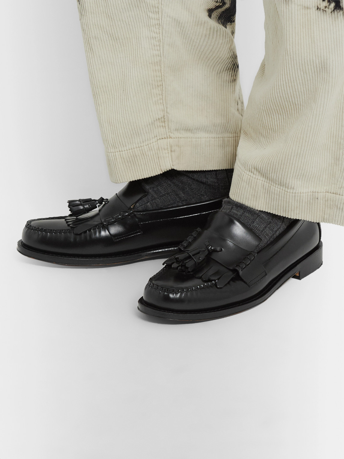 Shop G.h. Bass & Co. Weejuns Layton Kiltie Moc Ii Leather Tasselled Loafers In Black