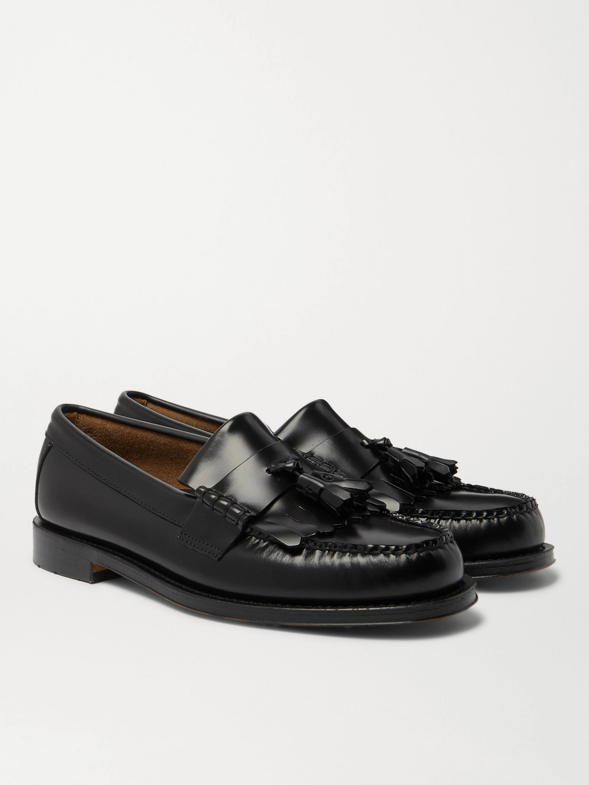 Shop G.h. Bass & Co. Weejuns Layton Kiltie Moc Ii Leather Tasselled Loafers In Black