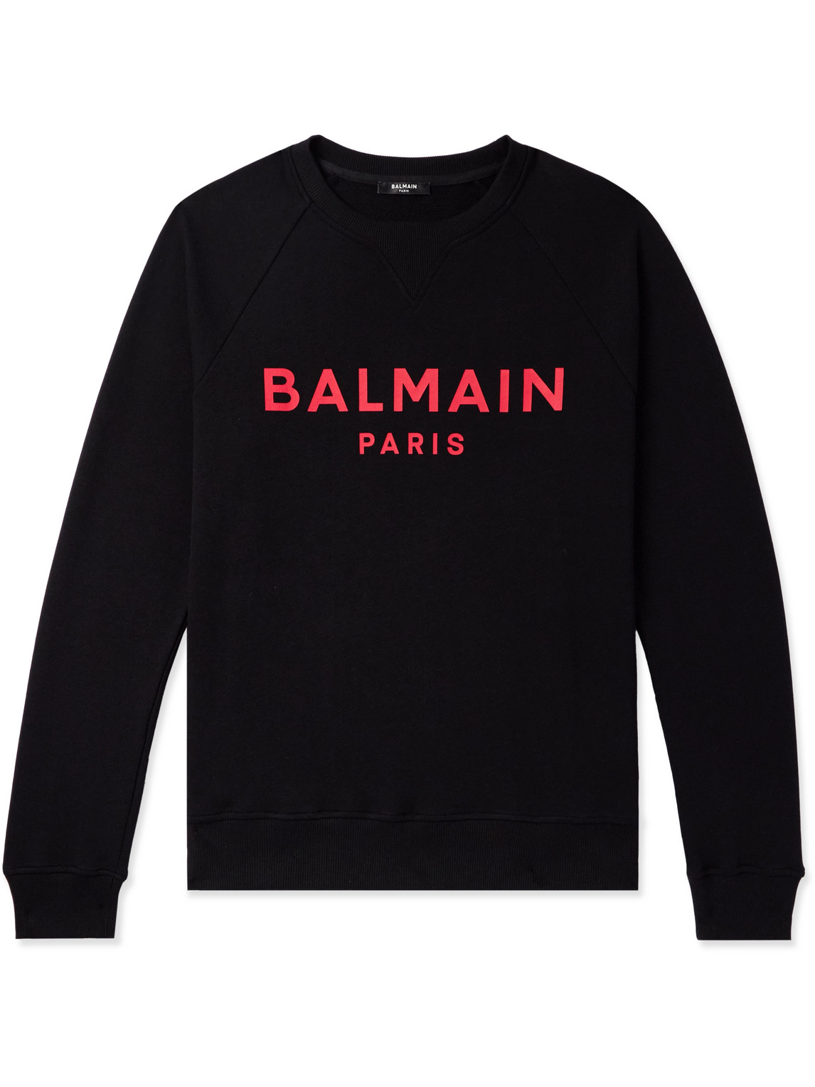 Balmain Logo-print Cotton-jersey Sweatshirt In Black