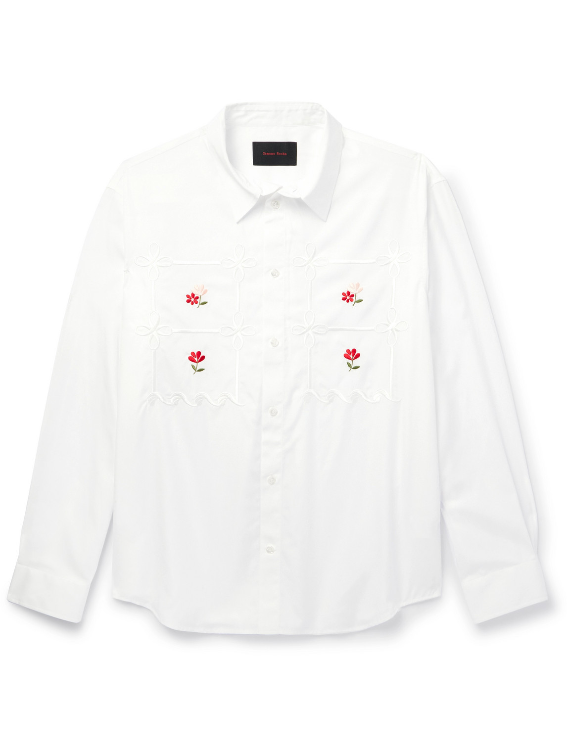 Simone Rocha Embroidered Cotton-poplin Shirt In White