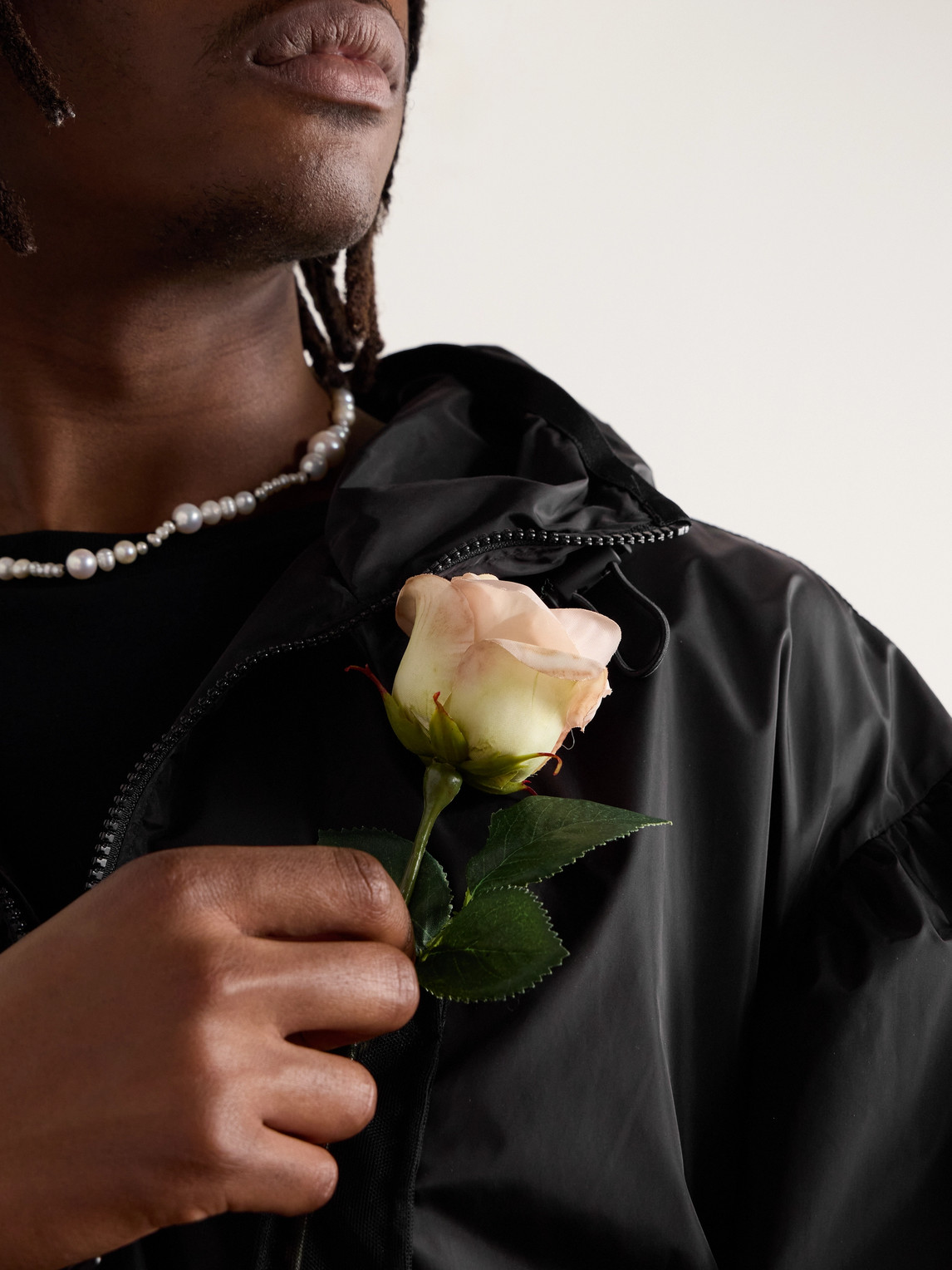 Shop Simone Rocha Embellished Tulle-trimmed Shell Jacket In Black