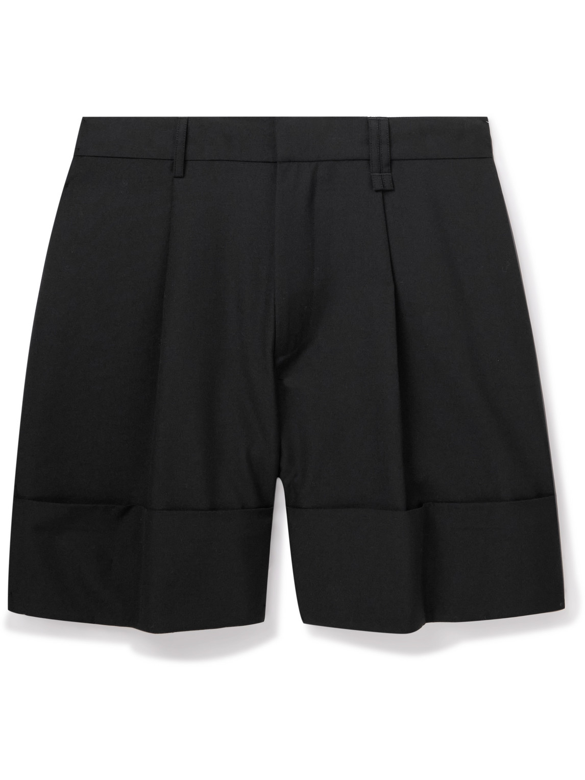 Wide-Leg Pleated Woven Shorts